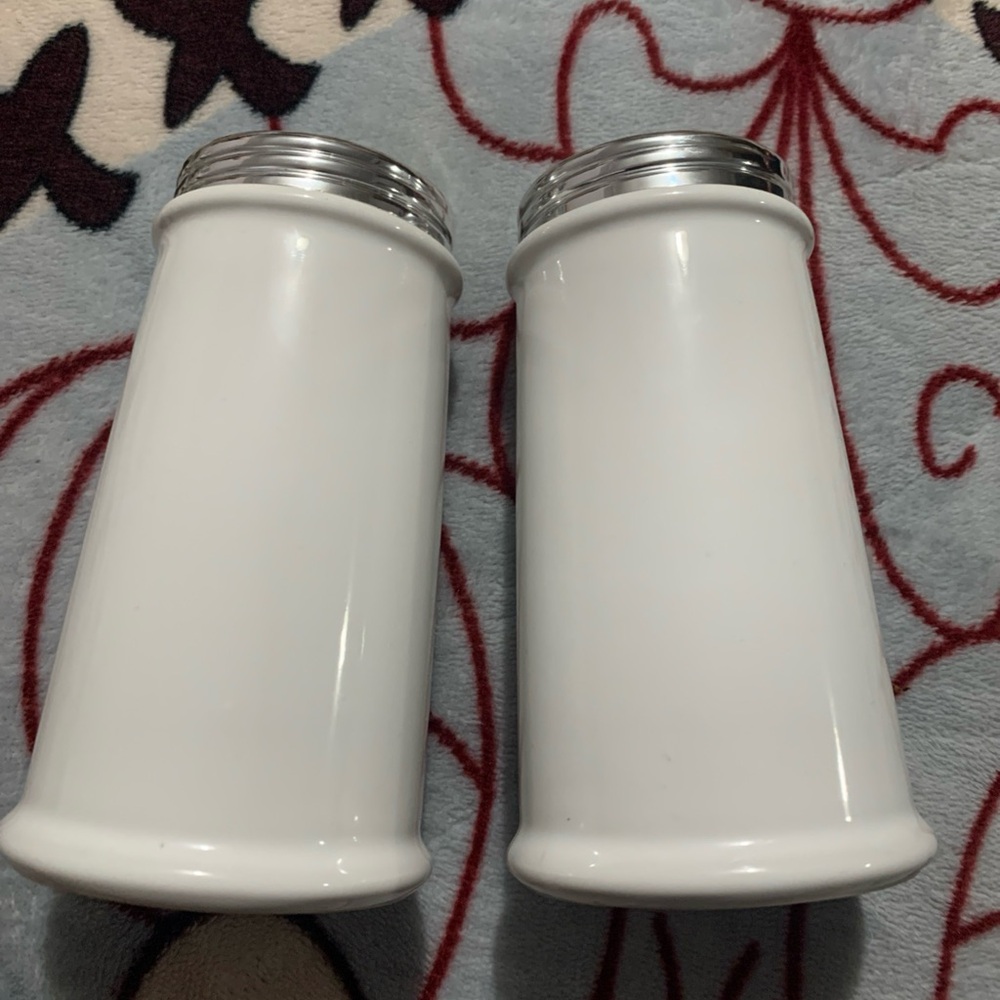 White Large Holes Cheese & Pepper/ Sugar Shaker  5.5" H